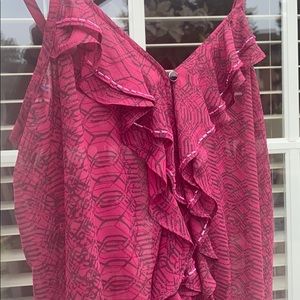 GUESS Party Top with Ruffles and Beaded Details, Size Medium